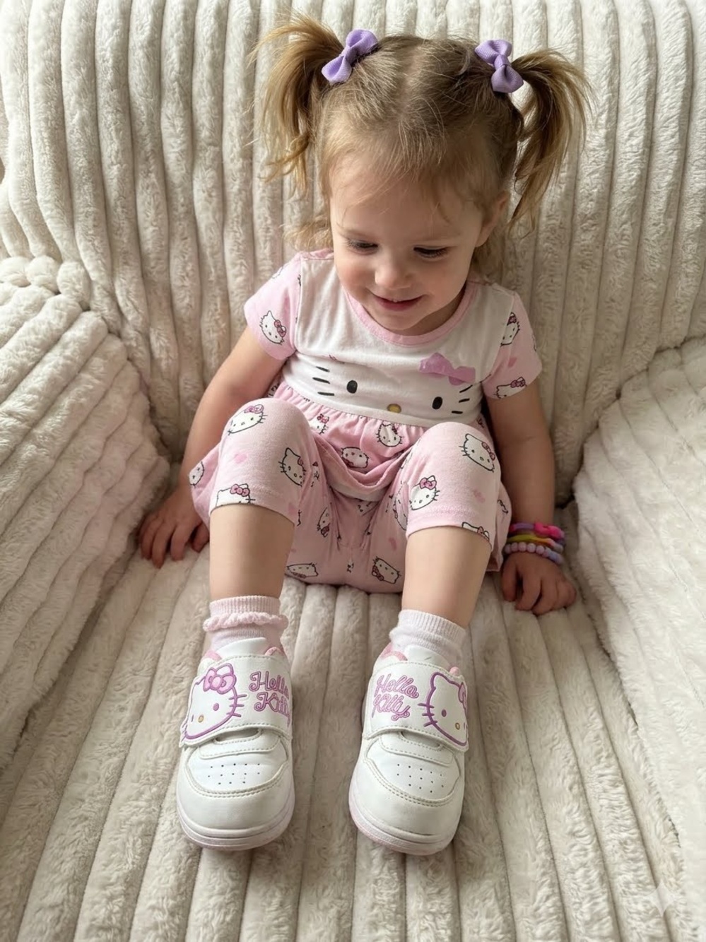 Hello Kitty White and Pink Kids Sneakers